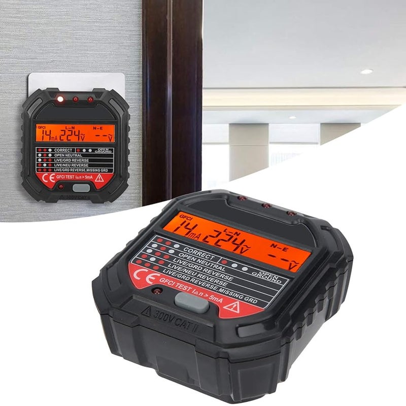 Portable Socket Tester with LCD Display for Electrical Maintenance and Frequency Testing - Image 3